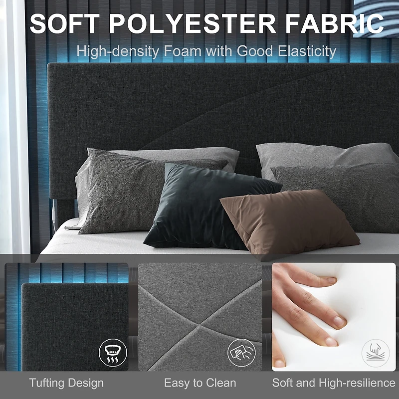 Homy Casa Queen Bed with Adjustable Folding Tray Table Bedroom Set