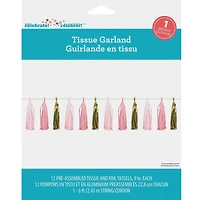 Pink and Gold Celebration Tassel Garland 72" x 8", Tassel Garland Pink Gold