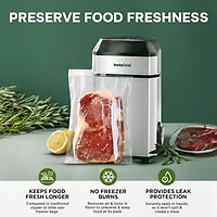 InstaSeal Vacuum Sealer Food Saver Bag Sealer Machine With 12 Food Safe Quart Size Storage Bags Upright Suction Base, Vacuum Sealer