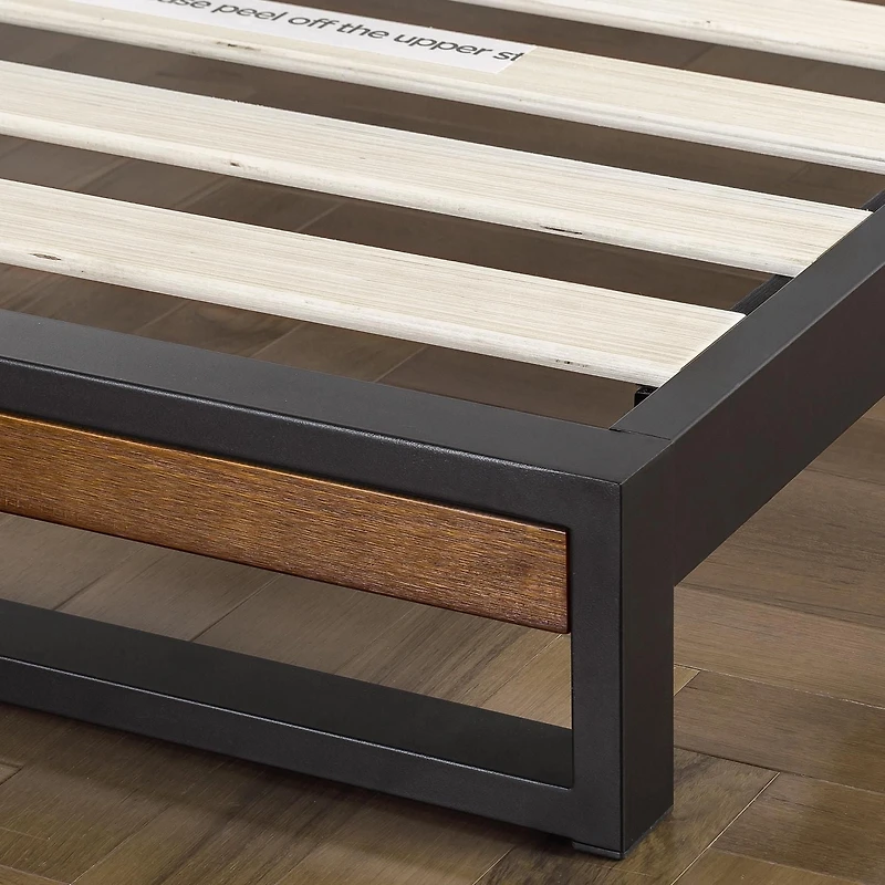 Zinus Ironline 14 inch Metal and Wood Platform Bed Frame with Headboard