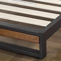 Zinus Ironline 14 inch Metal and Wood Platform Bed Frame with Headboard