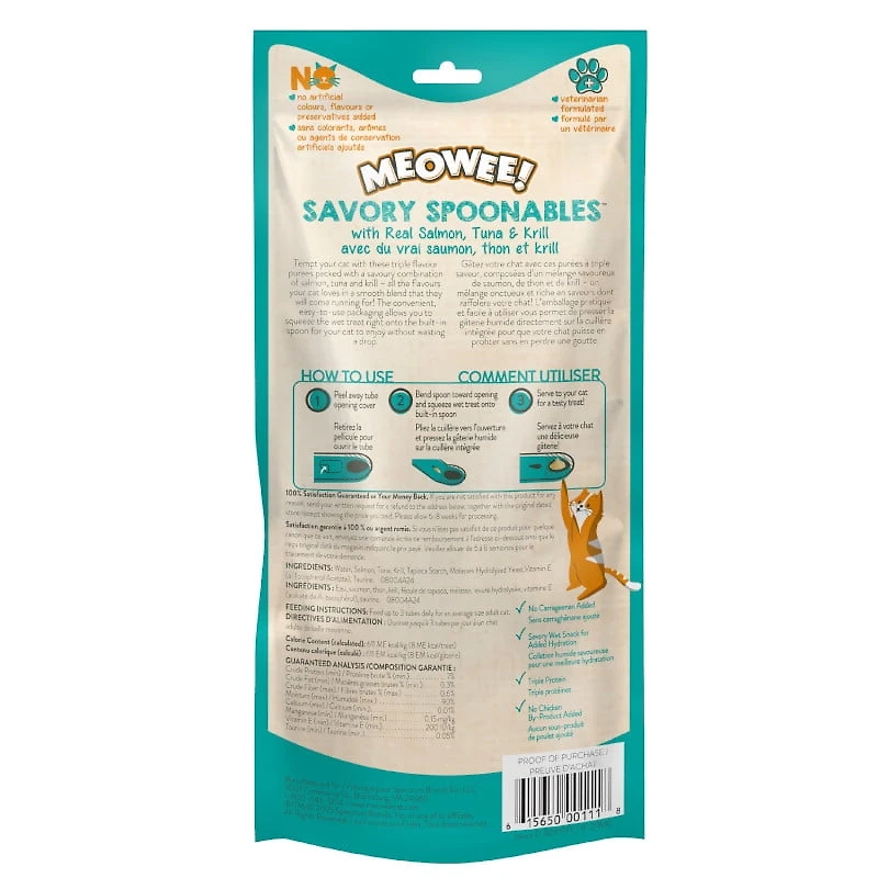 Meowee! Savory Spoonables with Salmon, Tuna & Krill, 4ct