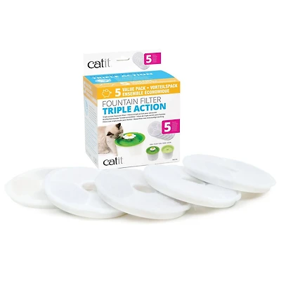 Filtres Catit à triple action pour abreuvoir, paquet de 5
