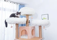 Catry Arbre à chat en forme de château à 7 niveaux avec condos, griffoirs, jouets pour chats et hamac