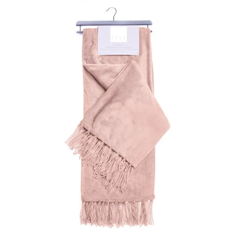 Elle Decor Chenille Fringe Sofa Throw - Soft Warm Flannel Plush - For Couch and Sofa