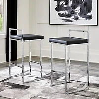 Tabouret Heavenly Collection en PU avec cadre en acier inoxydable, lot de 6