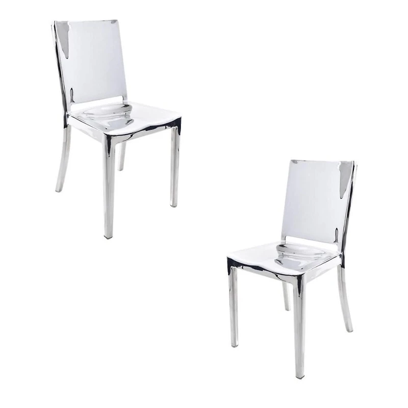 Chaise de salle à manger Roxan en acier inoxydable, ENSEMBLE DE 2