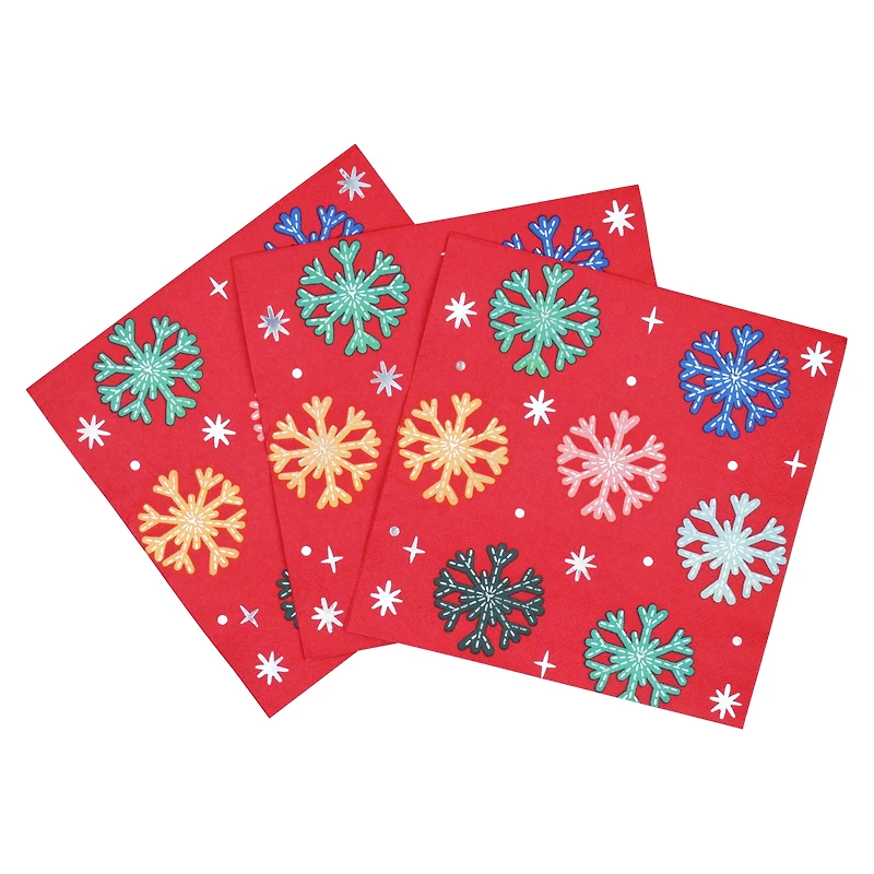 Serviettes de table en papier multicolores effet métallisé de Noël – Tinsel Town, 33 x 33 cm, 24 pièces, Holiday Time