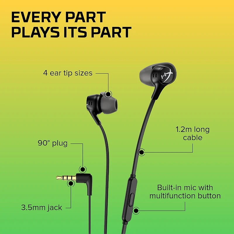 HyperX Cloud Earbuds II – Gaming Earbuds with Mic, Black