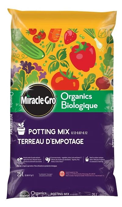 Miracle-Gro Biologique Terreau d’Empotage 25L 0,12-0,07-0,12 - 25L