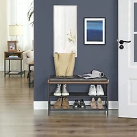 Boutique Home – Banc porte-chaussures industriel en simili-cuir rembourré