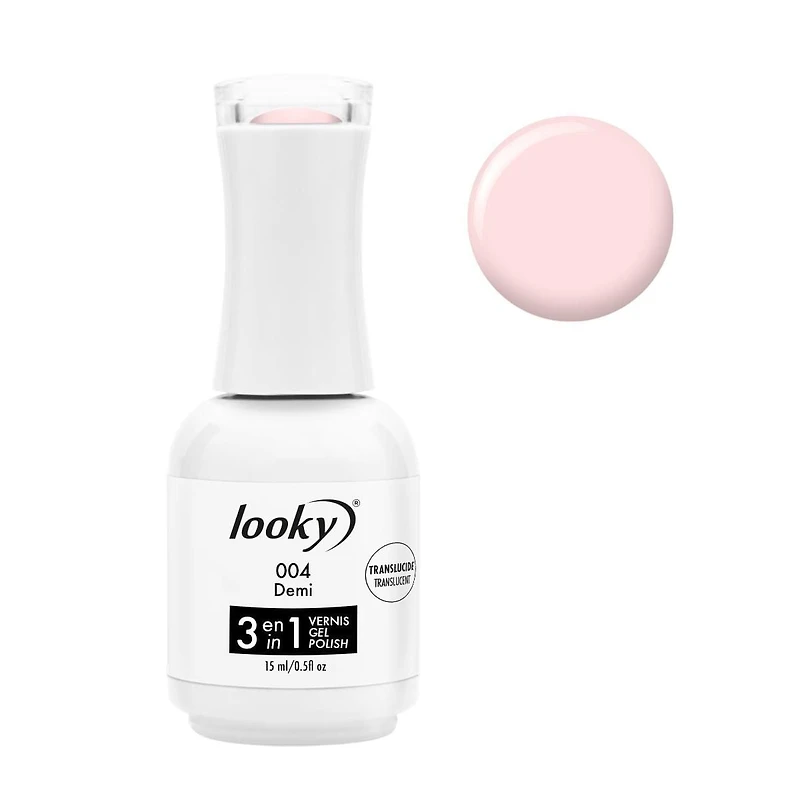 Looky Vernis à ongles gel 3-en-1 combinant base/couleur/couche de finition, résultat professionnel à la maison, application facile, séchage rapide UV/DEL, longue tenue, 15 ml, 16+ teintes