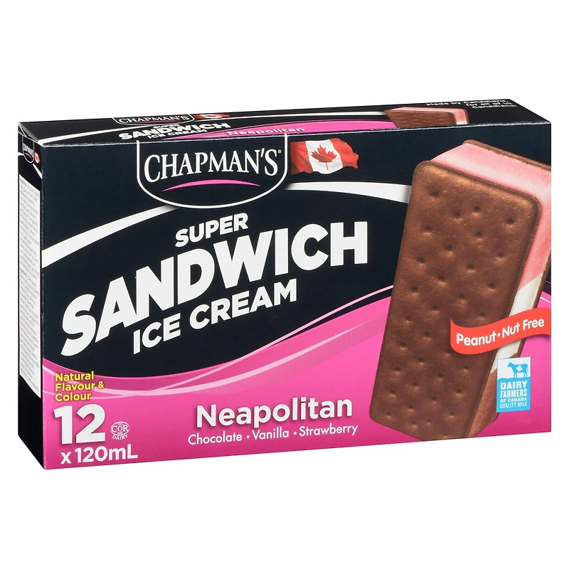 Chapman's Super Sandwich Neapolitan Ice Cream in a Box 12 x 120 ml