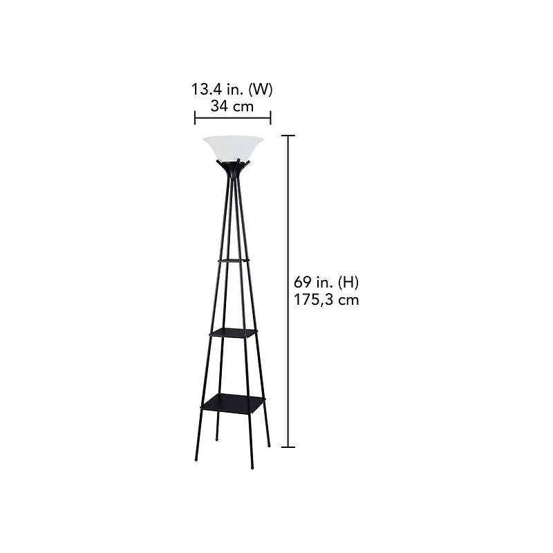 Lampadaire sur pied HOMETRENDS 175,3 cm, noir