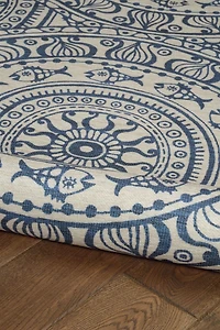 Outdoor Washable Ormond Ivory & Blue 5' x 7' Area Rug
