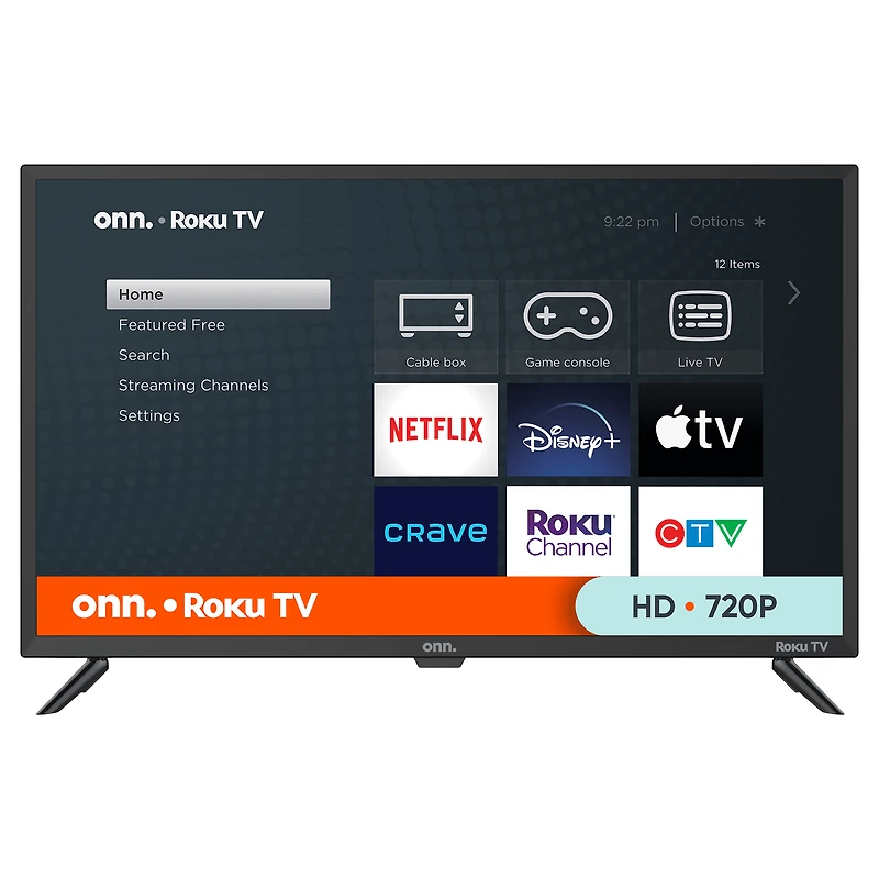 Téléviseur intelligent de 84 cm (32 po) 720p HD Roku onn. (100012589-CA) 3 HDMI, 60 Hz