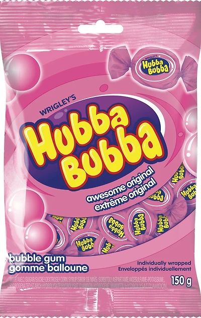 Hubba Bubba Awesome Original Bubble Gum, Bag, 150g