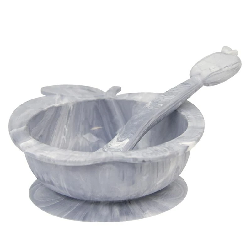 KU Silibowl + Spoon Marble Grey