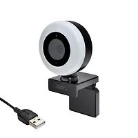 onn. 1440p Swivel Head Ring Light Webcam