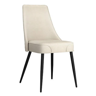Modern Fabric & Metal Dining Chair, Fabric, Set of 2 - Beige & Black