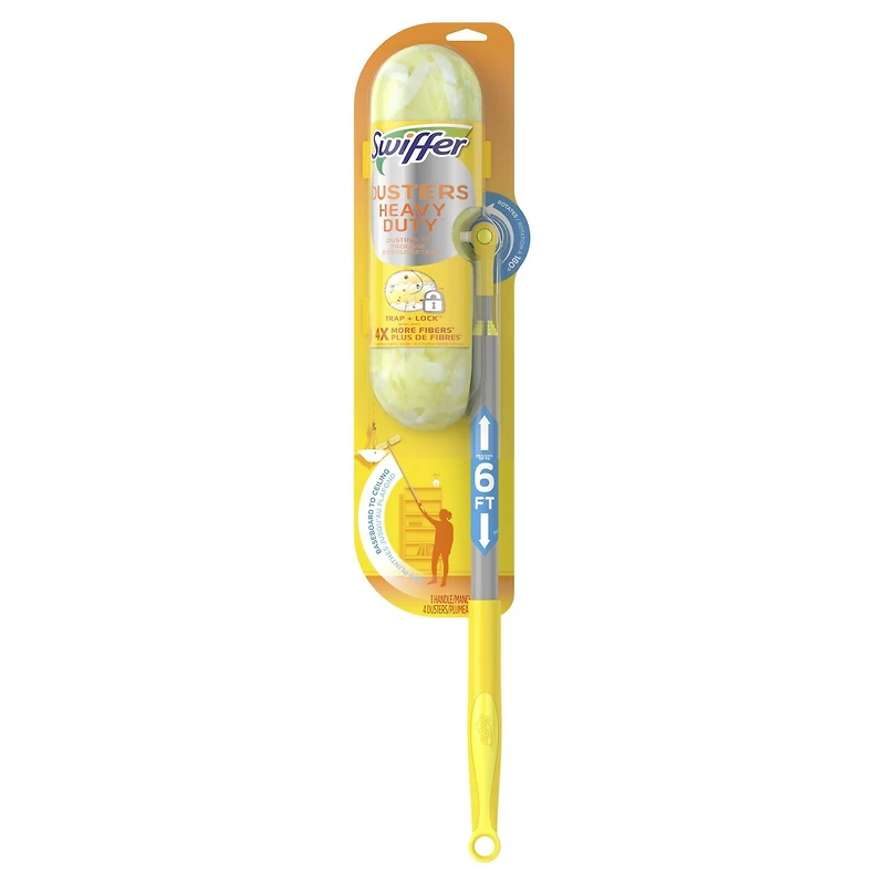 Swiffer Dusters Heavy Duty Super Extendable Handle Dusting Kit, 1 Handle, 4 Dusters
