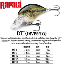 Rapala DT06SMSH Dives-To 06 Crankbait, 2", 3/8oz, Smash, Floating, Dives-To 06 Crankbait