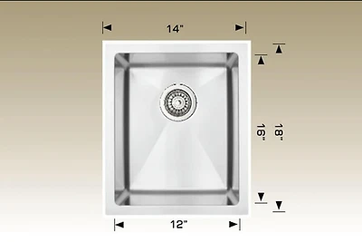 American Imaginations 14 po. Évier de cuisine en acier inoxydable W avec 1 bol et calibre 18