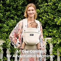 Porte-bébé Momcozy en coton naturel, conçu pour durer, design ergonomique, 7-44lbs pour nourrissons et enfants en bas âge, léger et confortable, mains libres pour les mamans et les papas, ambre clair