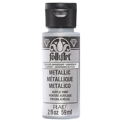 Folkart Metallic Acrylic Paint Silver Anniversary, 2 fl oz