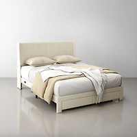Cadre de lit plateforme Homy Casa Queen avec tête de lit rembourrée et table de chevet