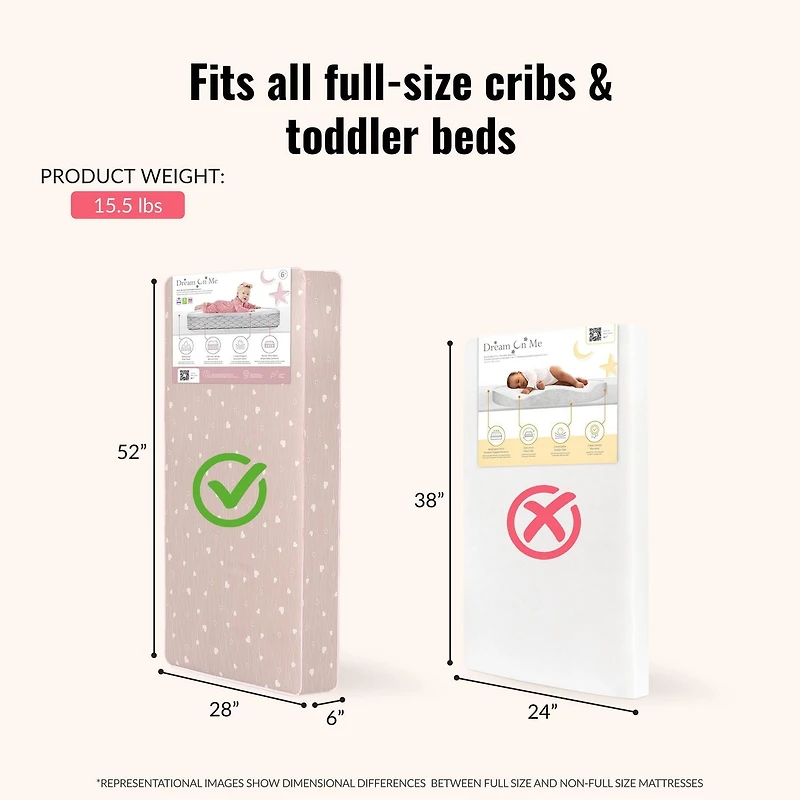 Dream On Me Modern Love Crib and Toddler Mattress / Greenguard Gold Environment Safe Baby Mattress/ JPMA Certified Infant Mattress / Waterproof Vinyl Cover/ Maximum Support and Safety
