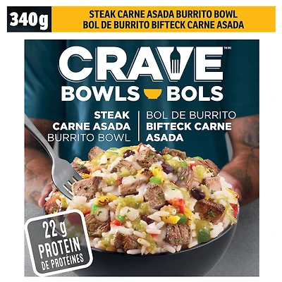 CRAVE Steak Carne Asada Burrito Bowl, 340 g Box, CRAVE CARNE ASADA BURRITO BOWL