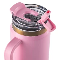 Thyme & Table 26 oz Water Bottle with Straw Lid, Pink with Heart Gold Charm