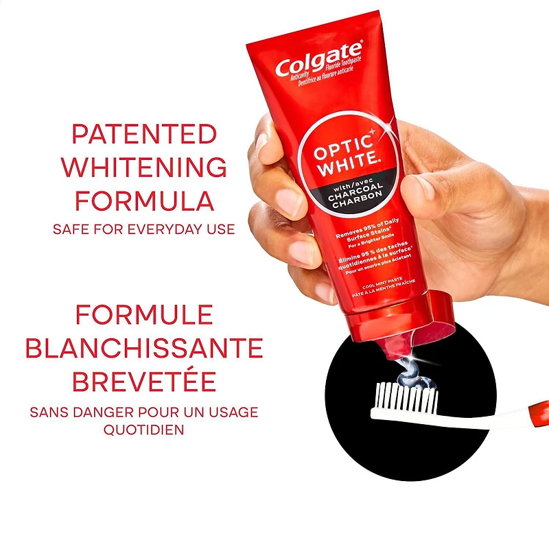 Dentifrice Colgate Optic White avec charbon, Menthe fraîche, 90 mL 90 ml