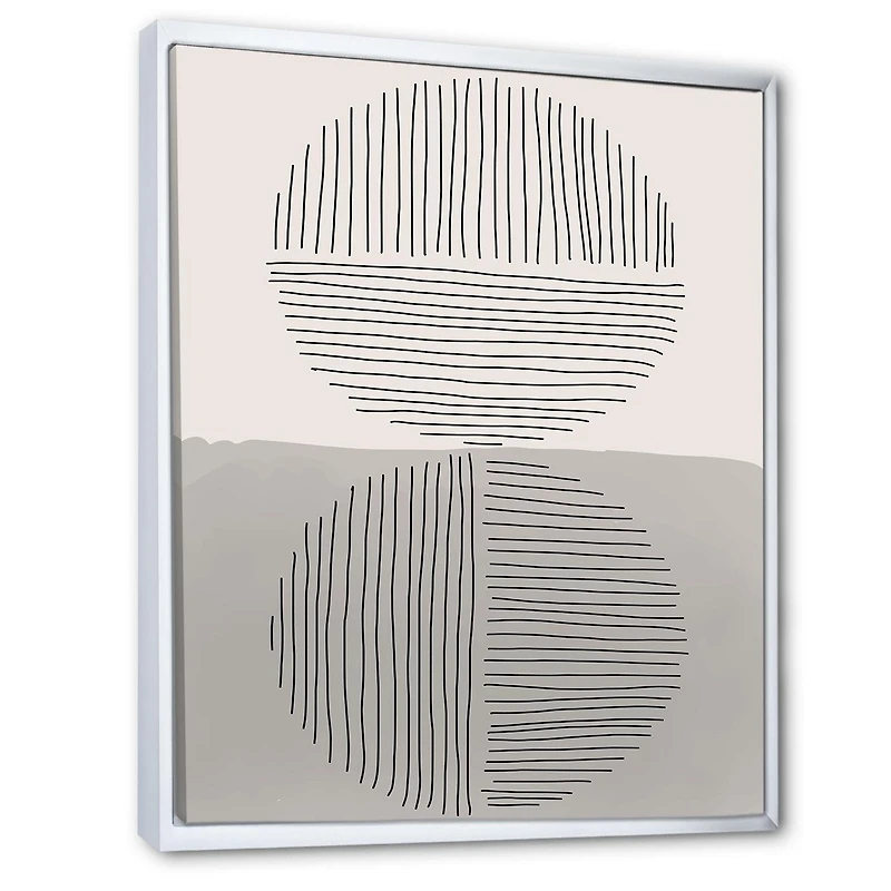 Designart Lignes géométriques minimales et cercle VI ART MURAL À CADRE FLOTT