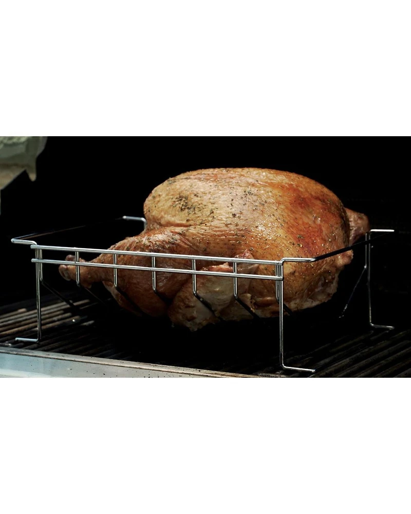 4-en-1 BBQ Basket - 14.5" x 9.5" Panier, Wing Rack Fits 12 Drumsticks, Rib Rack Fits 6 Racks, Détachable Can Holder