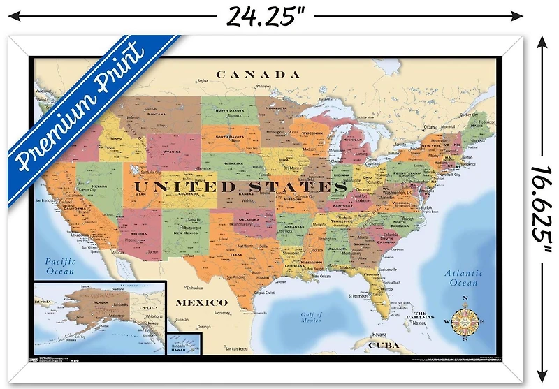 Map - USA Wall Poster