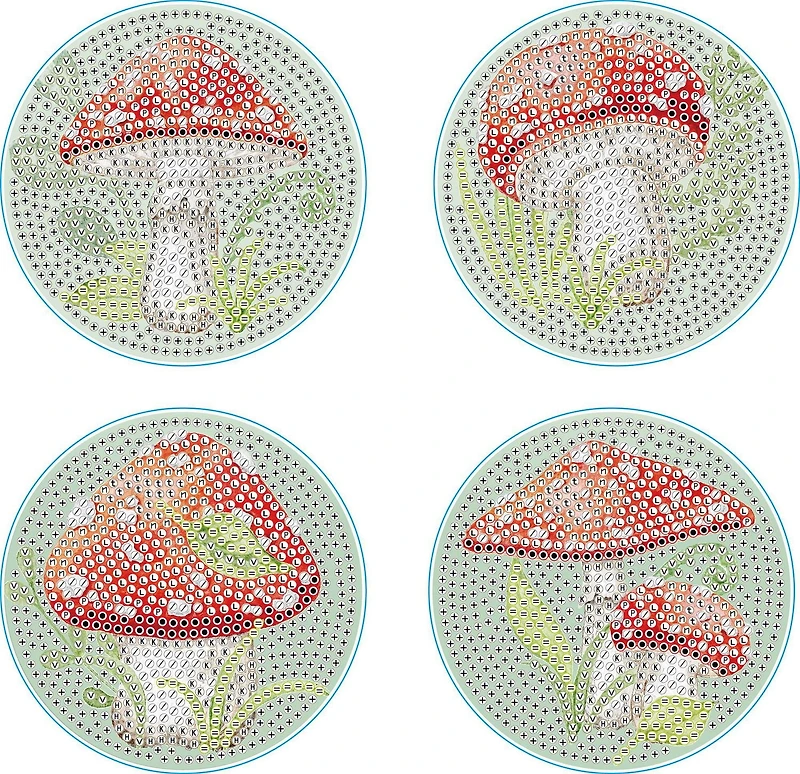 DIAMOND DOTZ® Sous-verres Champignons Édition Spéciale Kit d'art Broderie Diamant Taille des sous-verres: 4 pouces, Rond