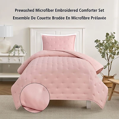 Ensemble de couette Mainstays 3 pièces, rose blush, lit double queen