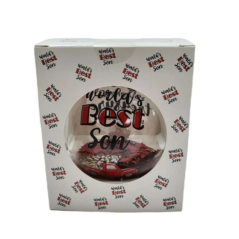 "World's Best Son" Transparent Tree Filled Collectible Glass Ball Ornament, 4 in, by Holiday Time