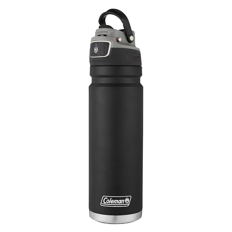 Bouteille d’eau Coleman FreeFlow, 709 mL (24 oz), acier inoxydable, couvercle Autoseal, noir Sans BPA