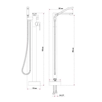 Robinet de baignoire autoportant ELENA d'akuaplus® avec douche à main 2 voies