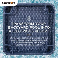 Sunjoy Auvent flottant pour piscine avec plateau flottant en osier supplémentaire de 24 x 24 pouces, bleu marine