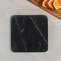 4Pc Marble Square Coaster 4X4" Black