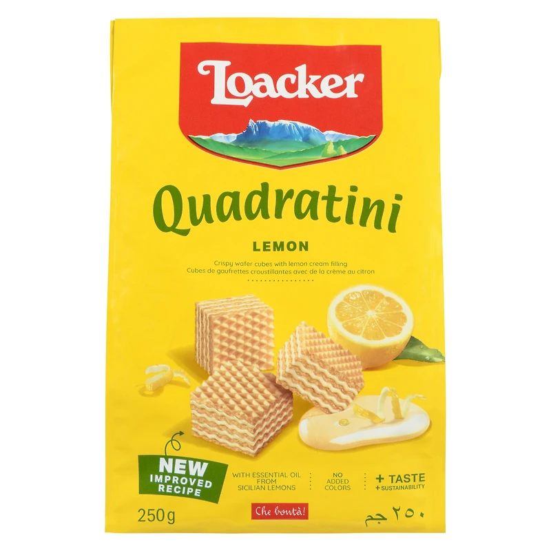 Loacker Quadratini Biscuits cuits au four de la taille d'une bouchée au citron et aux gaufrettes 250GR 250 GR
