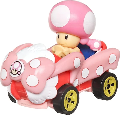 Personnages et karts de Mario Kart Toadette Fille D'Anniversaire véhicule Hot Wheels en métal moulé sous pression à l’échelle 1:64