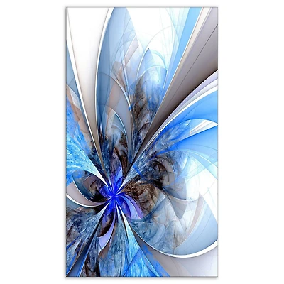 Designart Grande fleur fractale bleue symétrique Art mural sur toile
