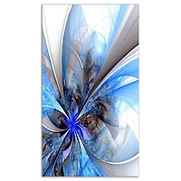 Designart Symmetrical Large Blue Fractal Flower Canvas Wall Art