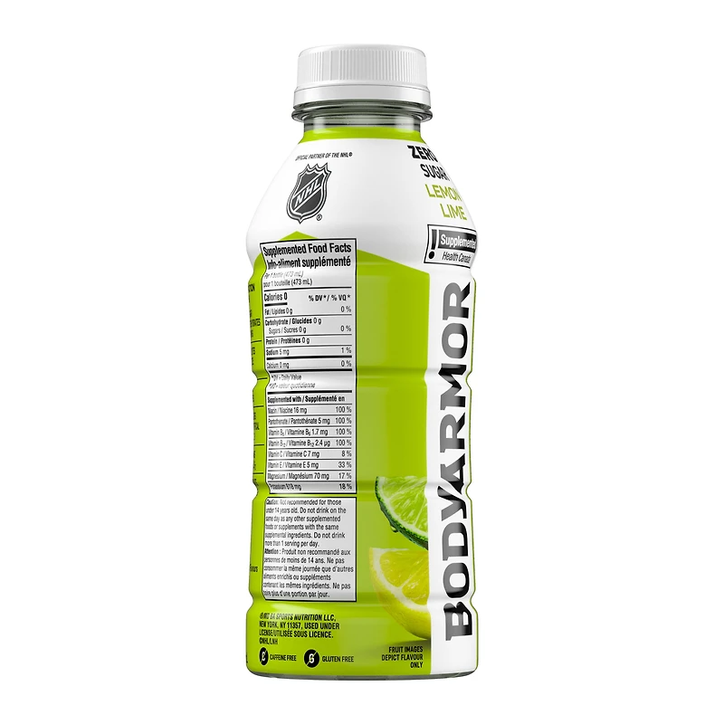 BodyArmor Zero Sugar Citron et lime Bouteille, 473 mL