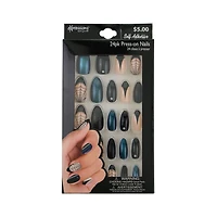 Halloween Expressions 24pc Self-Adhesive Press-on Nails - Midnight Blue/Black